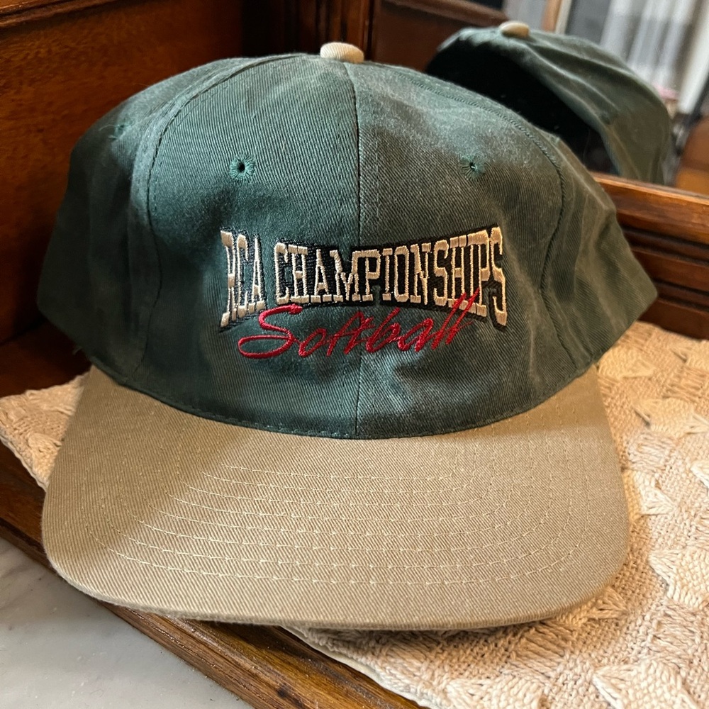 HEAD SHOT By KC Caps RCA Championships Softball‎ Vintage Ball Cap Green & Tan